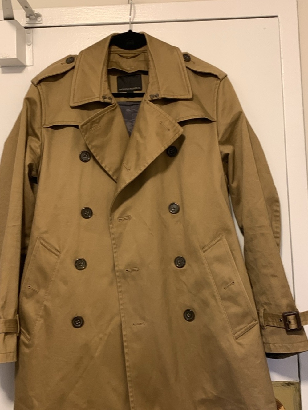 Banana Republic Men's Tan Double-Breasted Trench Coat
